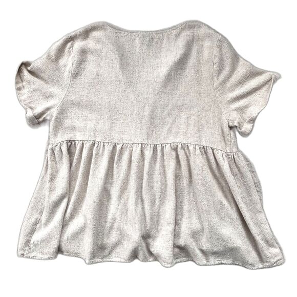Shein Maternity Button Front Peplum Blouse Size XL Linen Blend - Picture 7 of 12